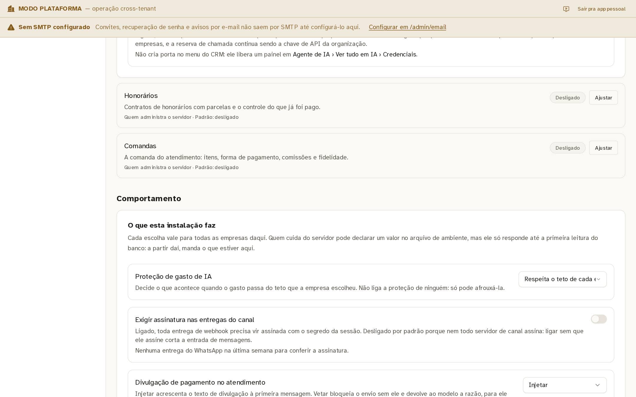 Tela de referência NósCRM: O quadro de comportamento