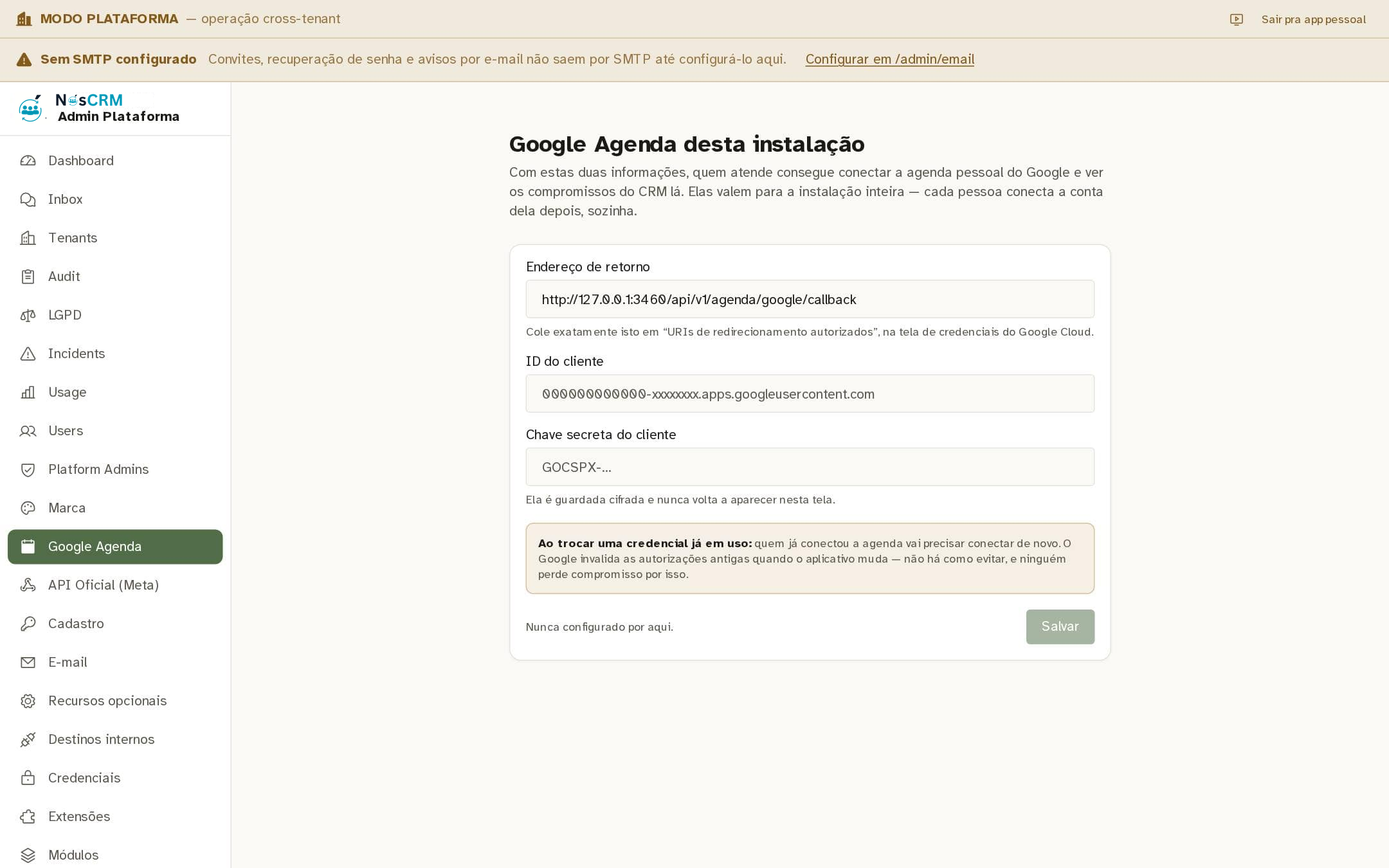 Tela de referência NósCRM: Onde fica a tela