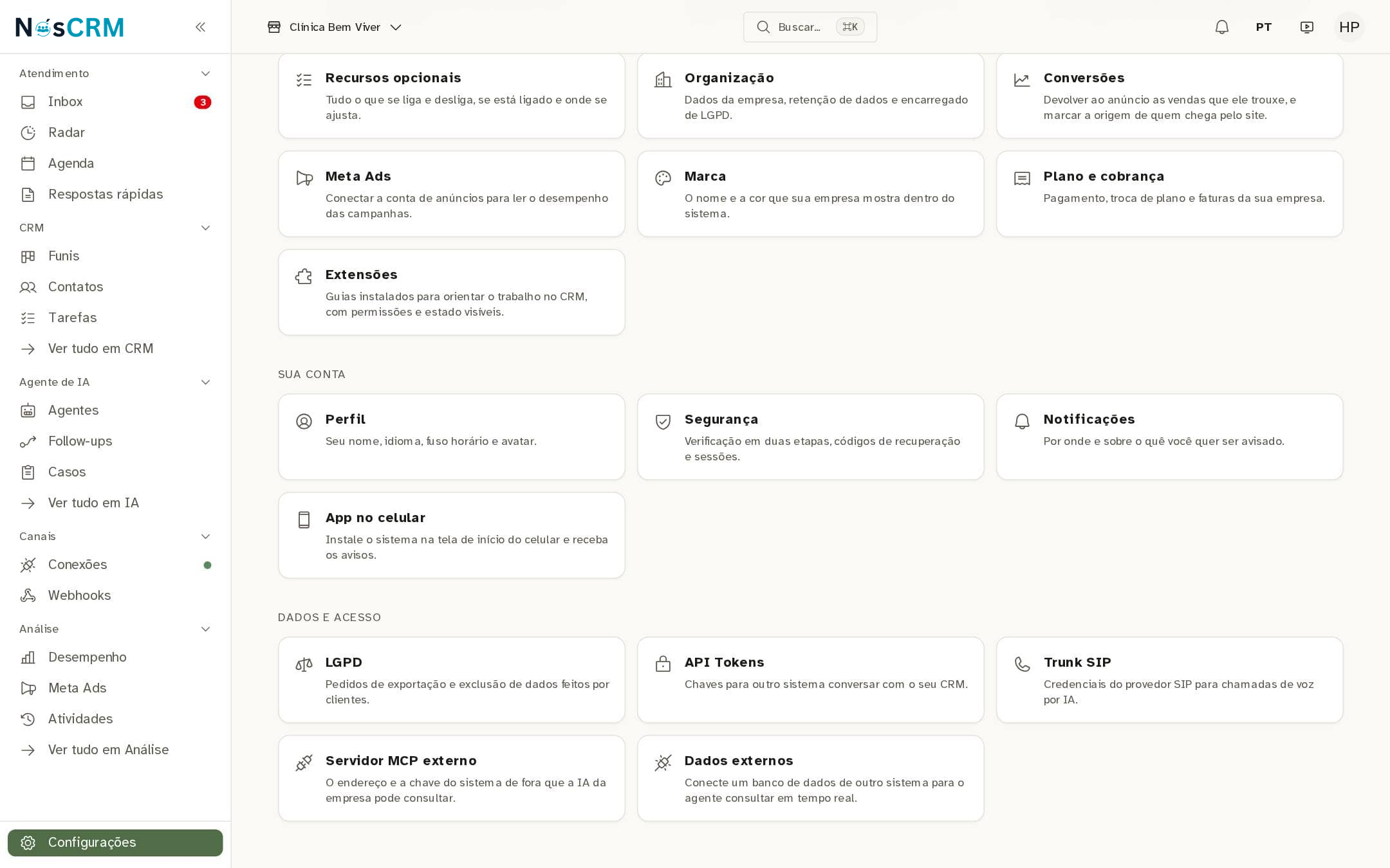 Tela de referência NósCRM: Onde fica