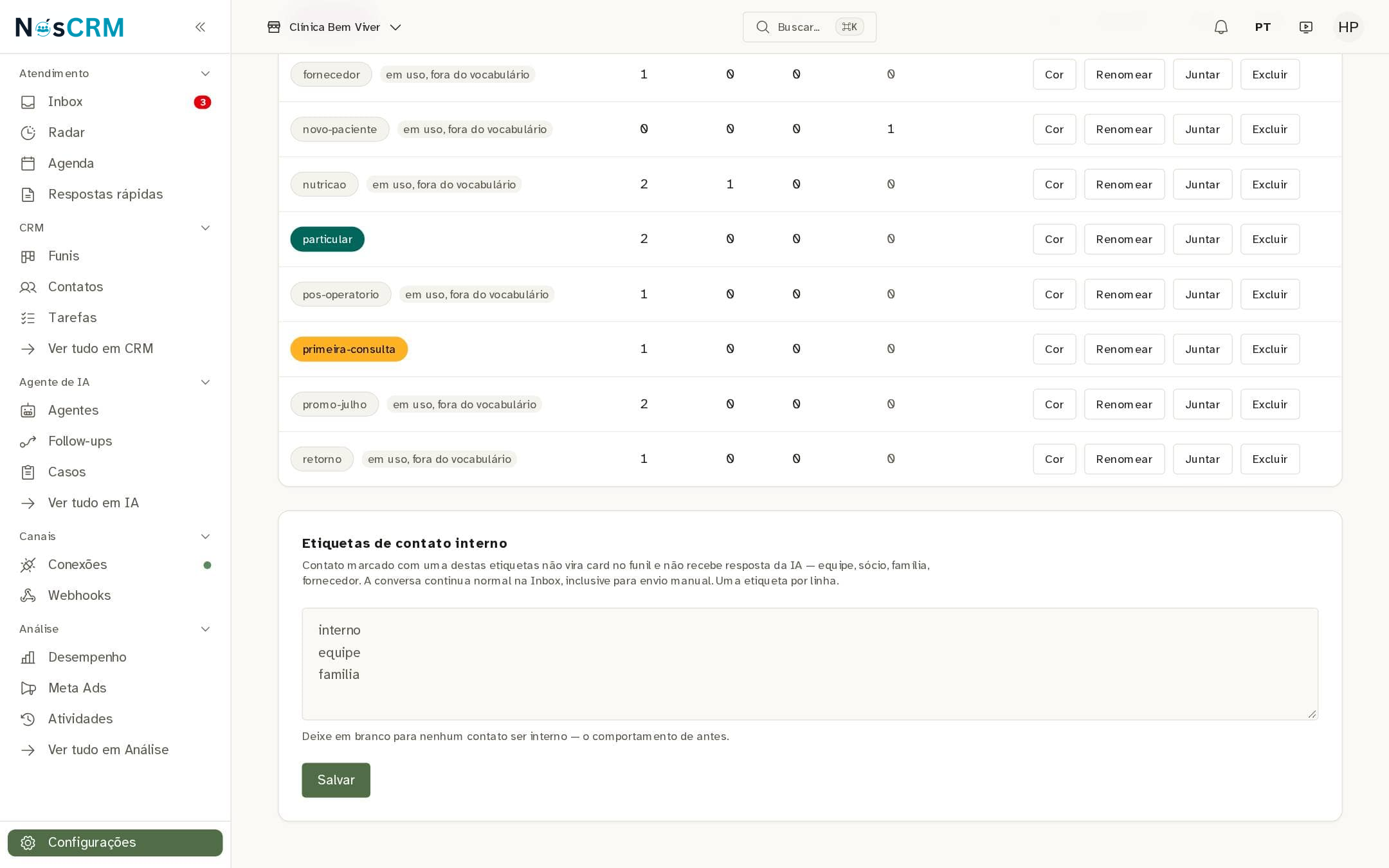 Tela de referência NósCRM: Quem não é cliente
