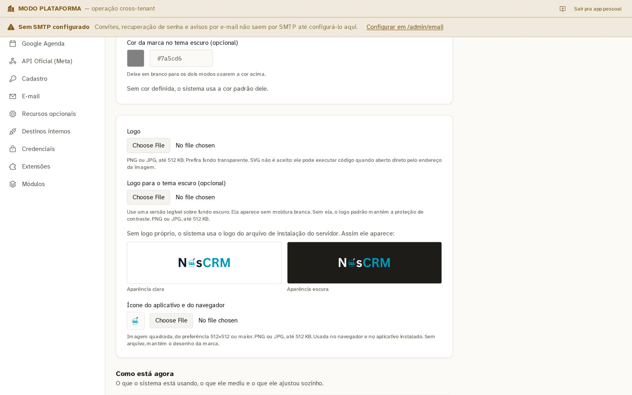 Tela de referência NósCRM: O arquivo do logo