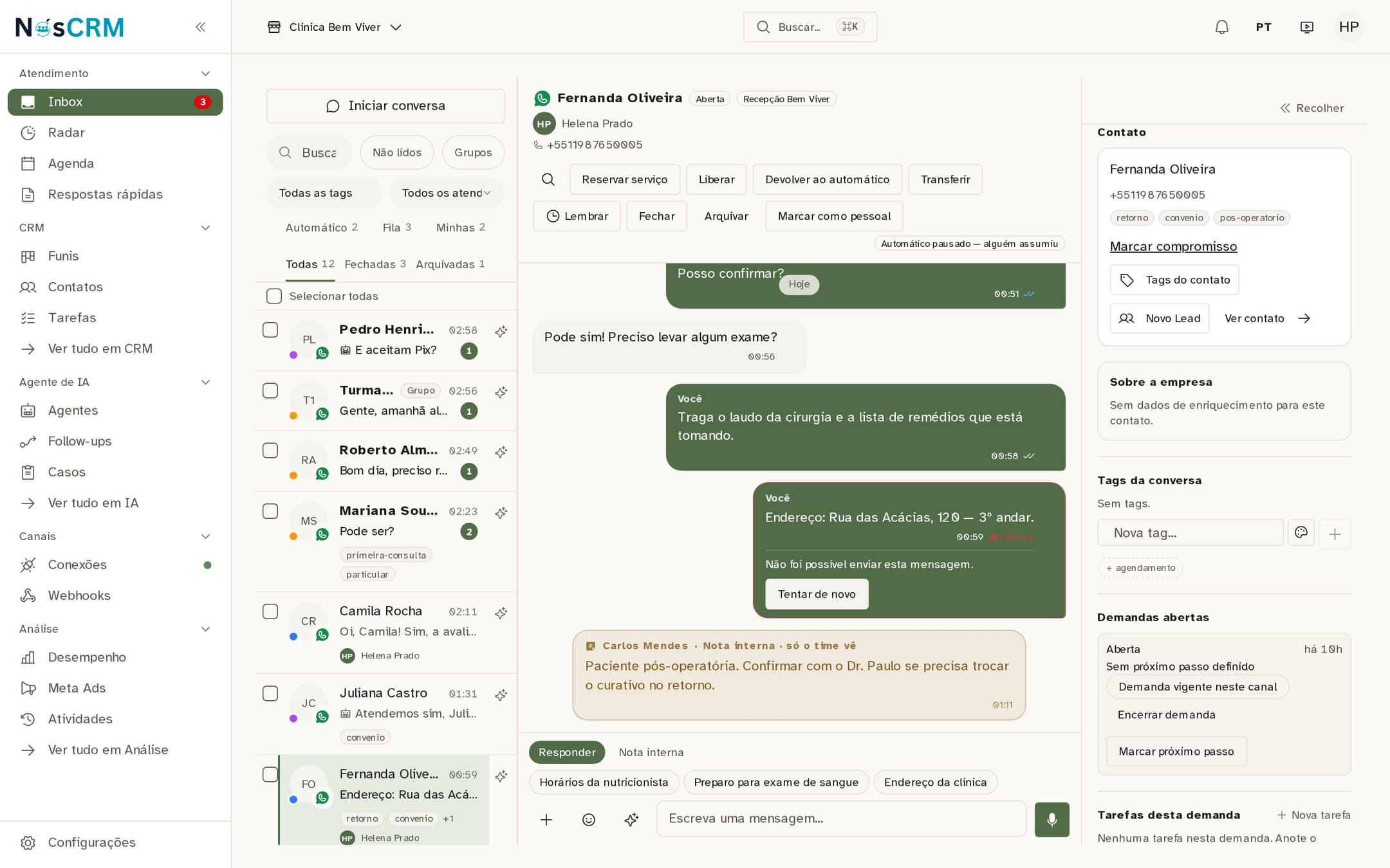 Tela de referência NósCRM: O que a ficha mostra