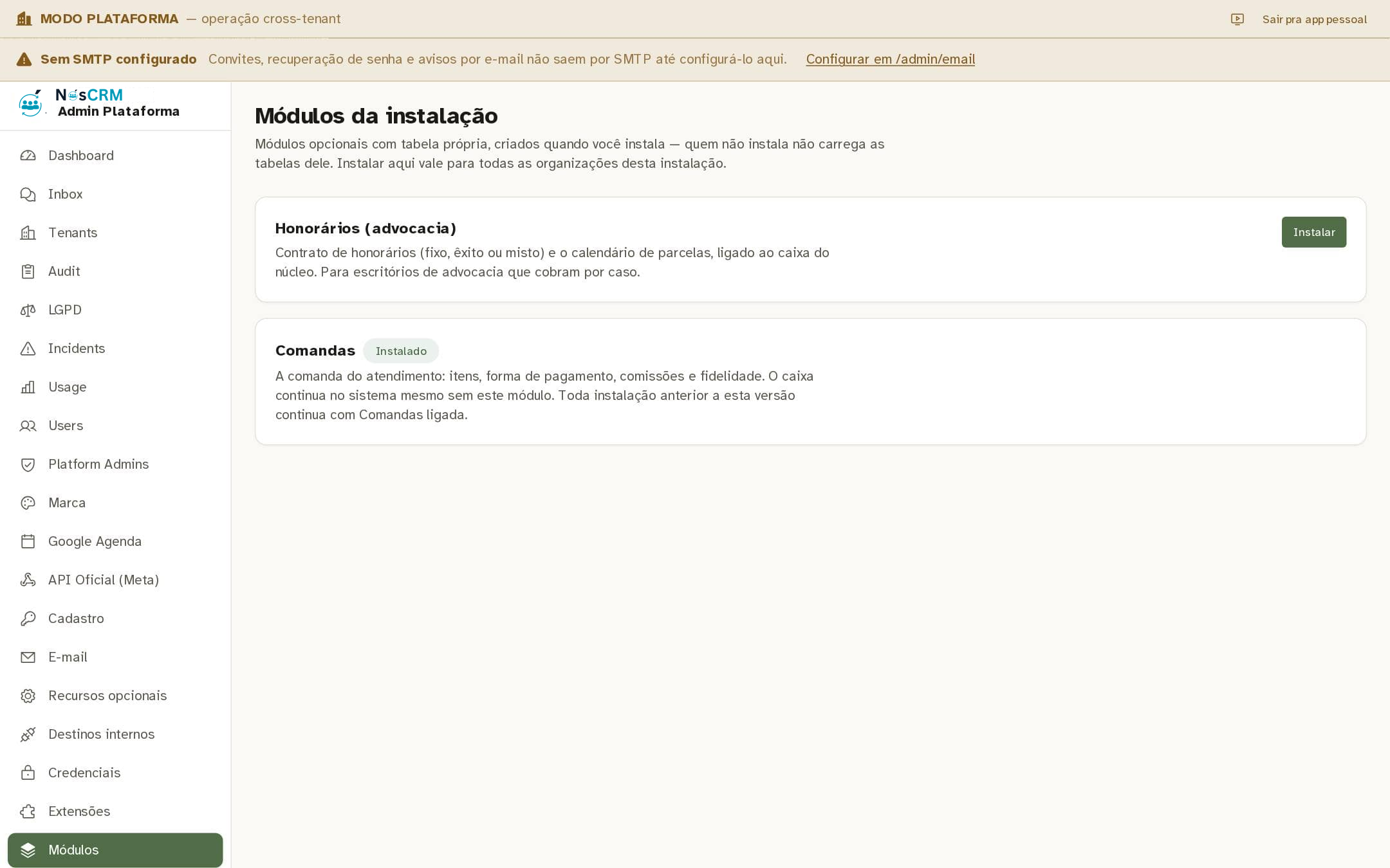 Tela de referência NósCRM: Onde fica a tela