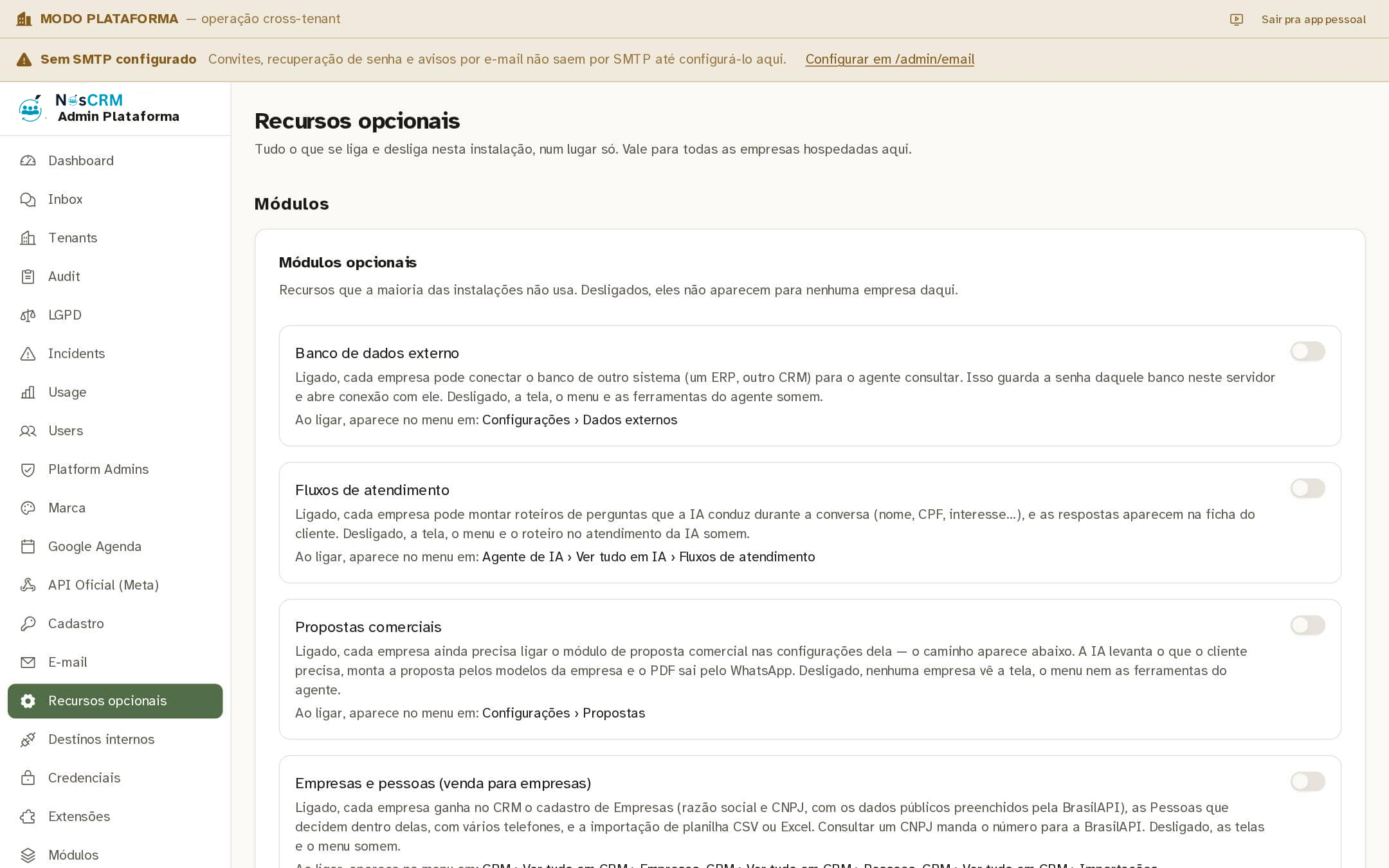 Tela de referência NósCRM: Onde fica a tela