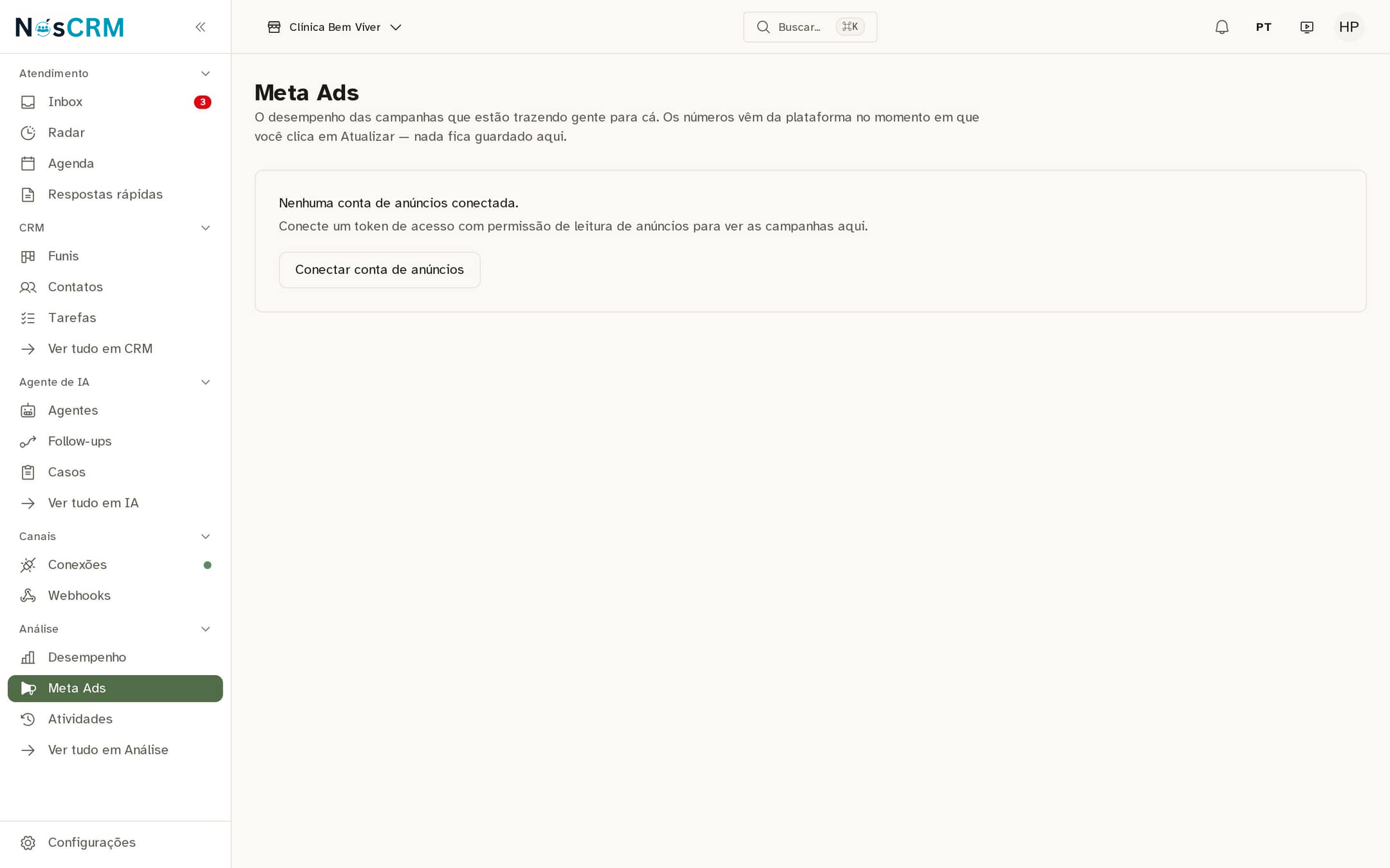 Tela de referência NósCRM: Onde fica a tela